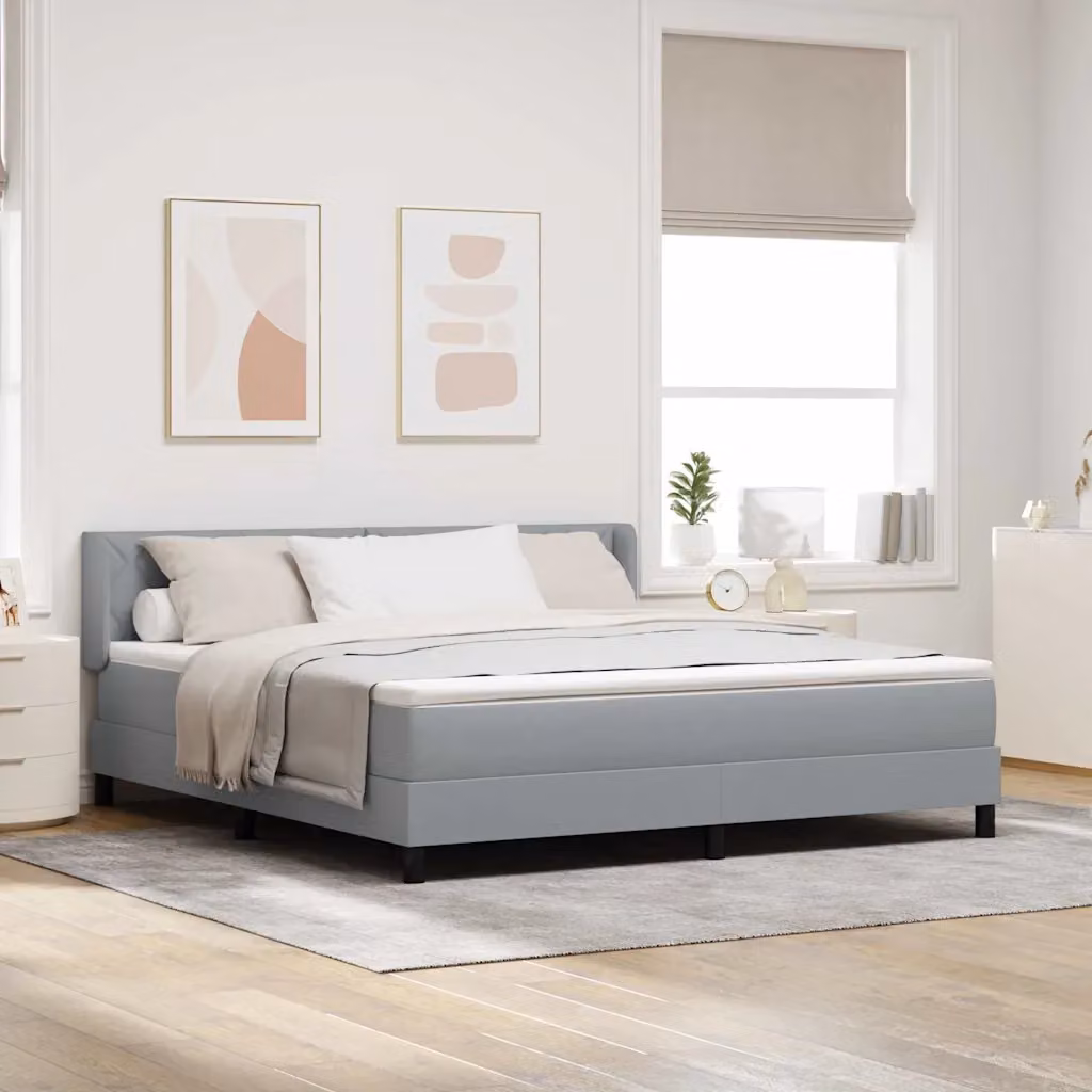 Letto a molle con testiera vidaXL in tessuto grigio L: 180 cm, P: 200 cm, H: 203 cm