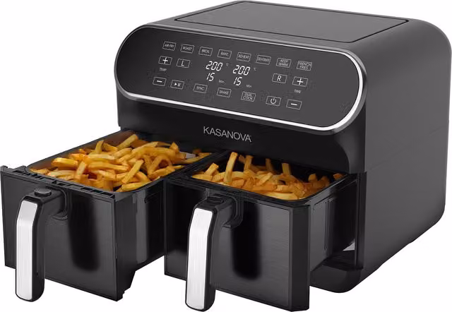 Friggitrice ad aria KASANOVA con doppio cestello, tecnologia dual zone, display digitale, 1700 W, nera – 1