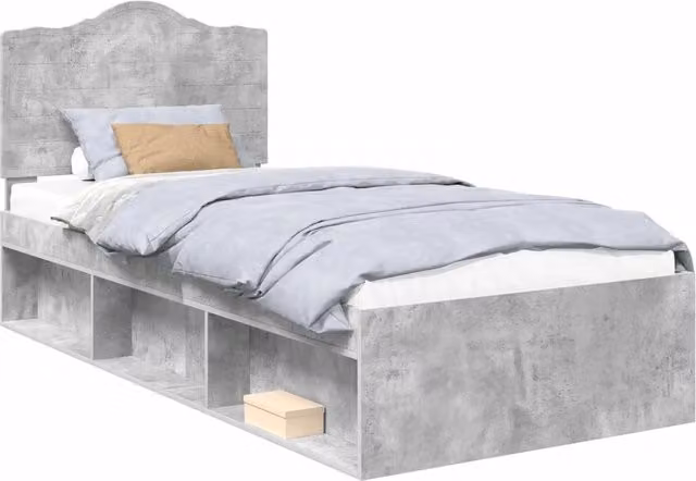 Letto singolo | Letto per adulti | Struttura del letto Grigio Concret¨¨ 100 x 200 cm Pino massello