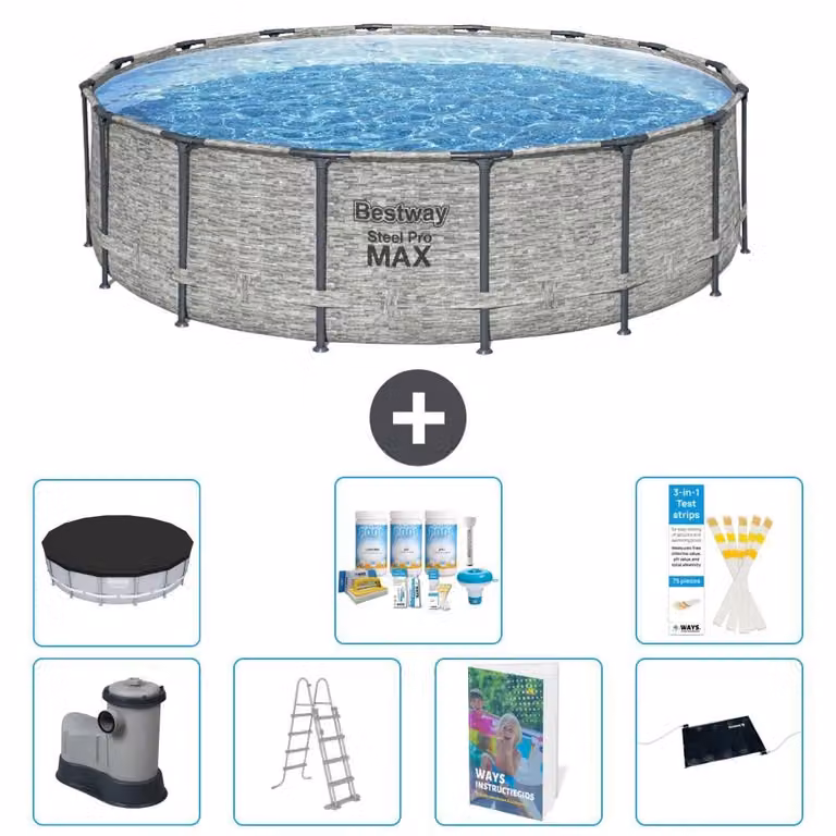 Piscina gonfiabile Bestway Steel Pro MAX, rotonda, 488x122 cm, composta da 6 parti, modello S632