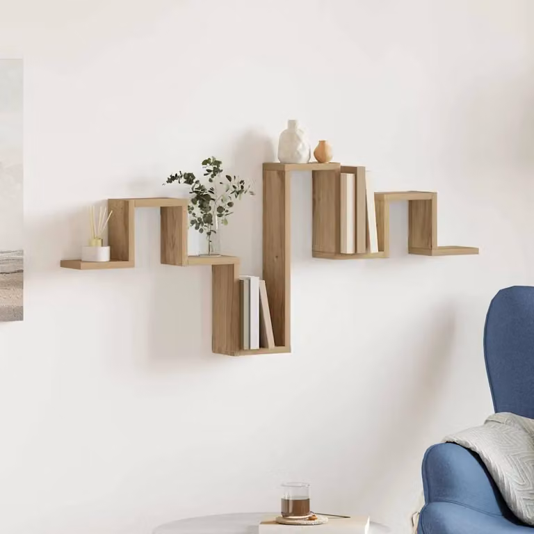 Scaffale da parete vidaXL in rovere artigianale marrone con design minimalista