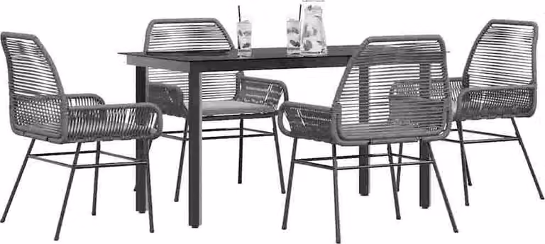 Maison Exclusive - Set da Pranzo da Giardino 5 pz con Cuscini Polyrattan Vetro