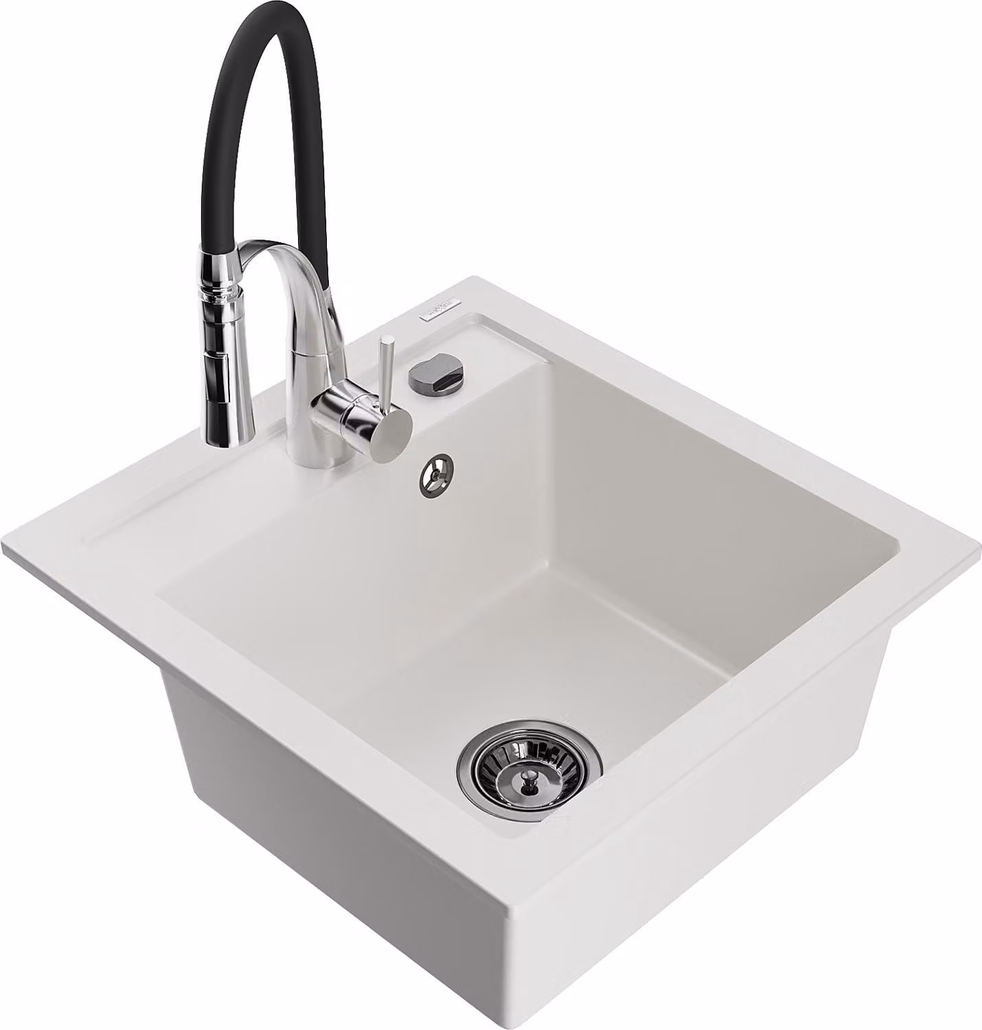 Mexen Vito lavello in granito 1 vasca con rubinetto cucina Aster, bianco - 6503-20-73450-07-B