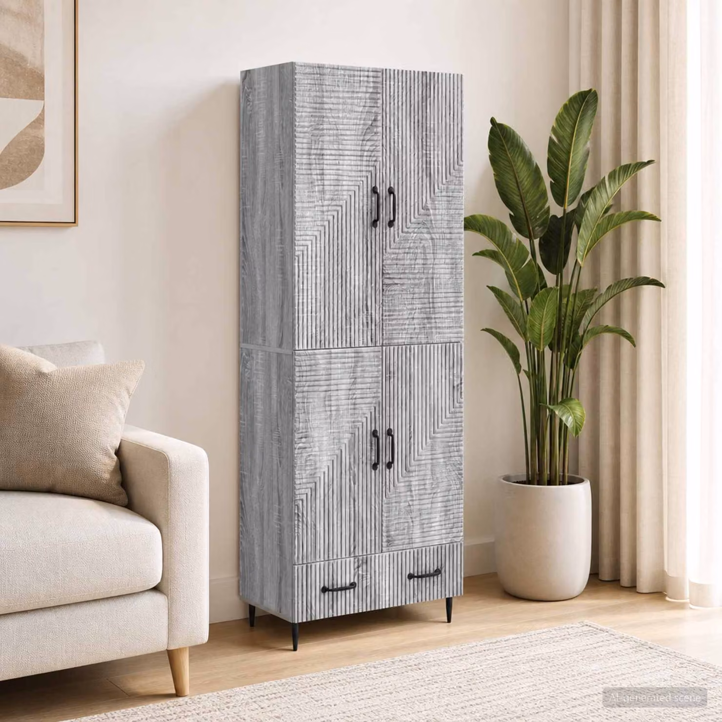 Set di 2 armadi moderni vidaXL in legno MDF grigio con ante scorrevoli e ripiani interni L/P/H: 195,0 x 66,0 x 34,5 cm