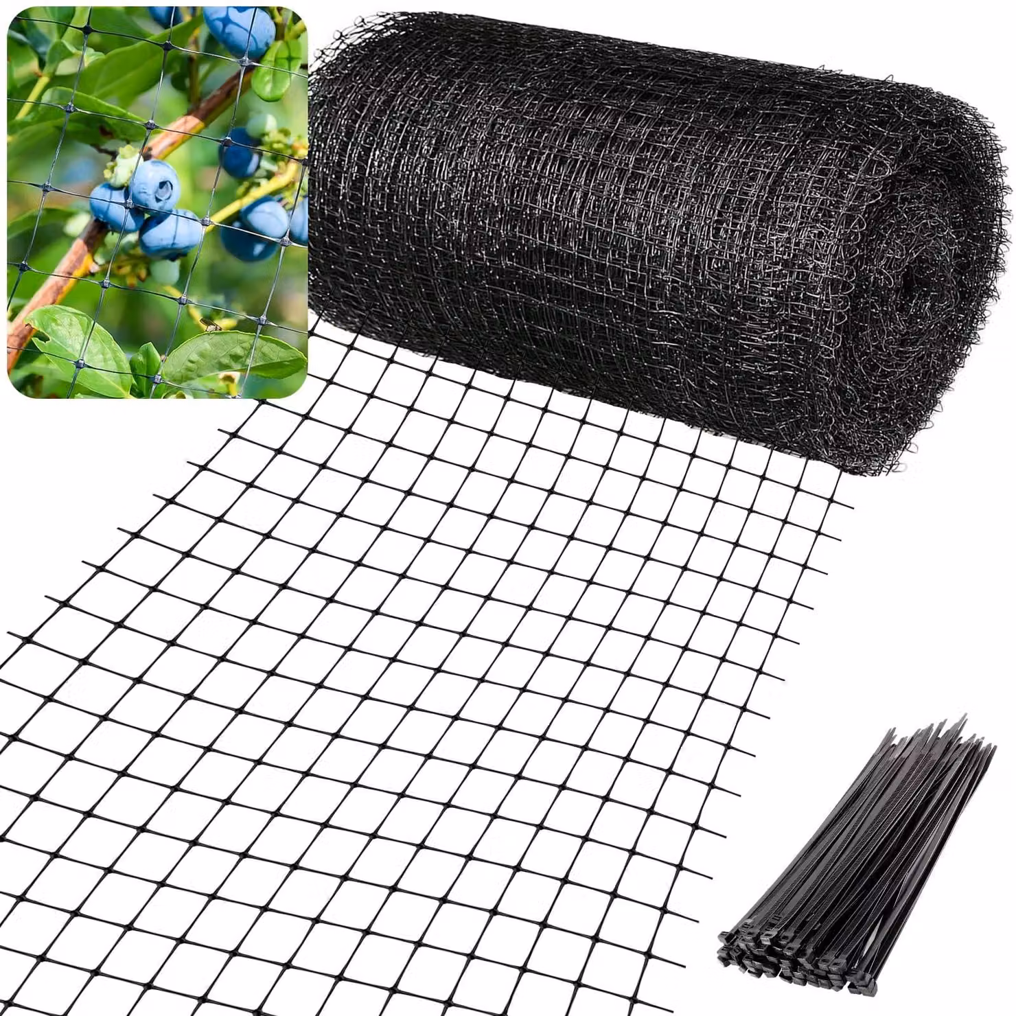 Omgoods - Rete per giardino, ideale per proteggere gli uccelli, dimensioni 2 m x 10 m, con 30 fascette stringicavo