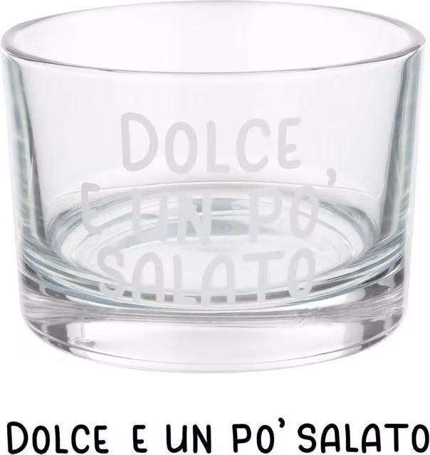 Coppetta dessert in vetro trasparente KASANOVA con scritta Dolce e un po' salato, 190 ml