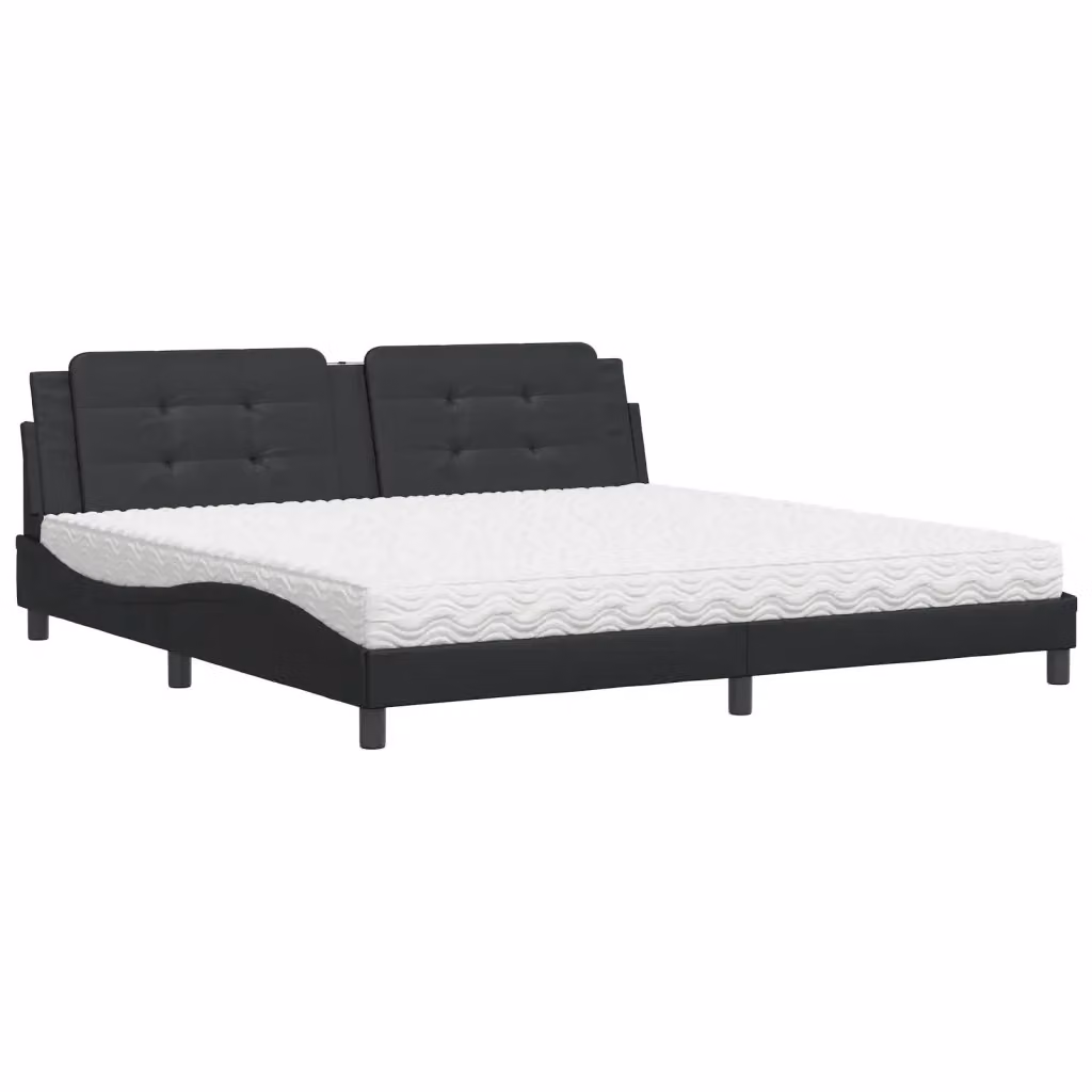 Letto con Materasso Zadar vidaXL in Similpelle Nero L/P/H: 200 x 200 x 74,5 cm – 2