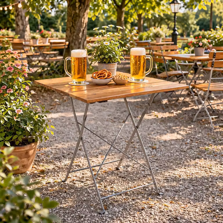 Tavolo da giardino pieghevole in acacia e acciaio, 70x70 cm
