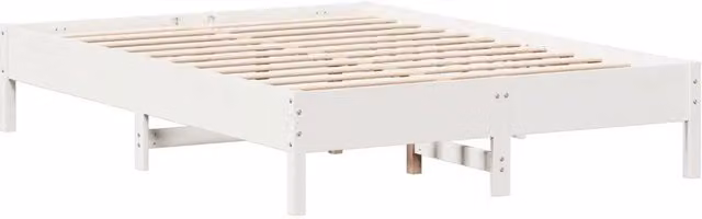 Letto matrimoniale in legno massello di pino bianco con doghe fisse, L/P/H: 160 x 200 x 165,5 cm
