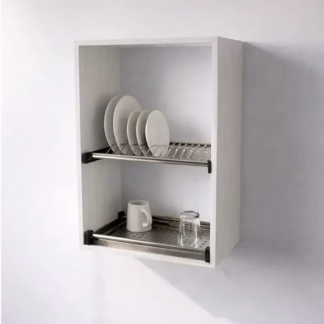 Pensile Scolapiatti Calandrelli in Larice Bianco Opaco H 72 x L 60 x P 33 cm