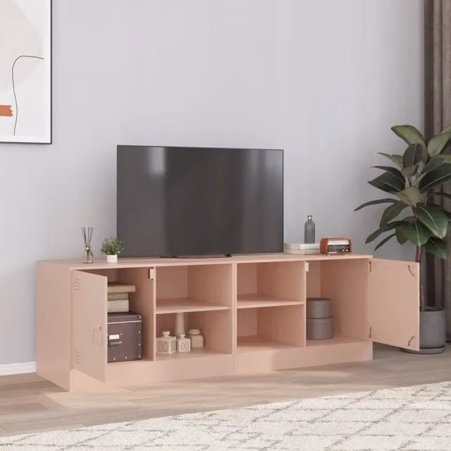 Set di 2 mobili TV vidaXL in metallo rosa per soggiorno moderno L: 67 cm, P: 39 cm, H: 44 cm – 1