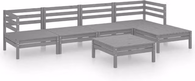 Set Divani da Giardino 6 pz | Set Salotto da Giardino in Legno Massello di Pino Grigio