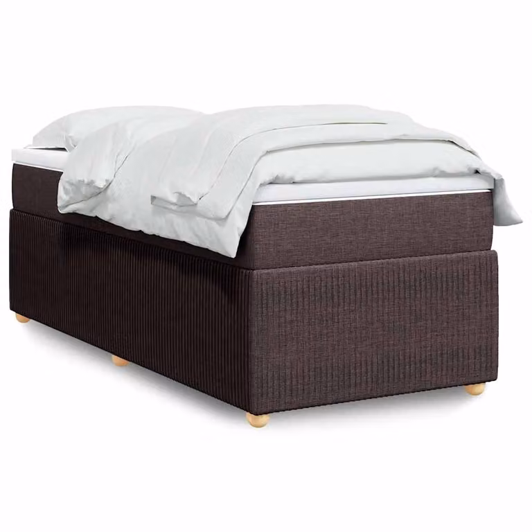 vidaXL Giroletto a Molle con Materasso Ibrido in Tessuto Marrone e Bianco L/P/H: 80 x 200 cm