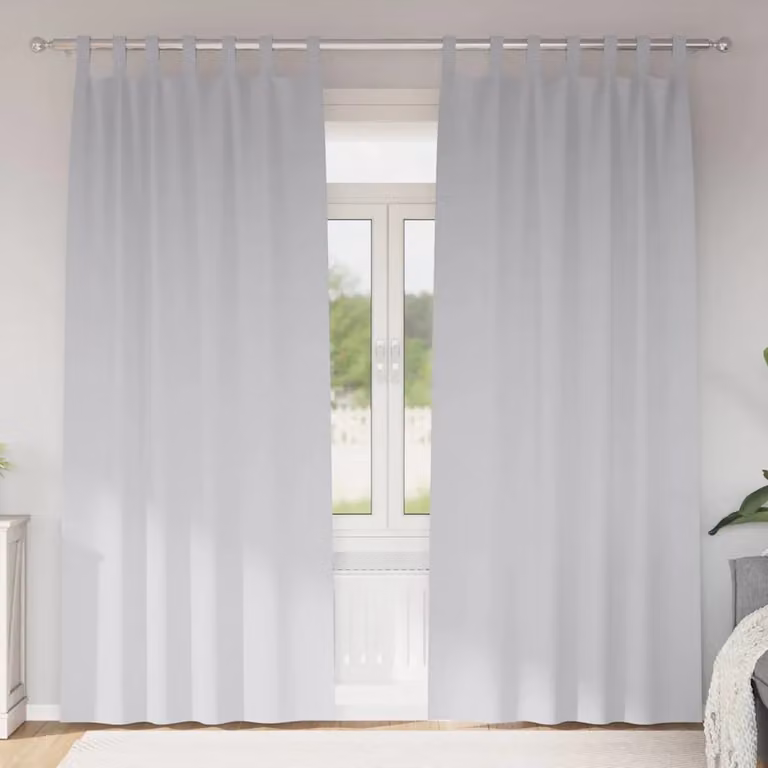 Set di 2 tende blackout vidaXL con anelli, colore grigio chiaro, L: 140 cm, H: 260 cm