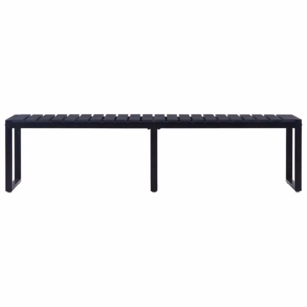 Panchina da giardino moderna in metallo e plastica nera opaca L: 180 cm, P: 45 cm, H: 40 cm – 2