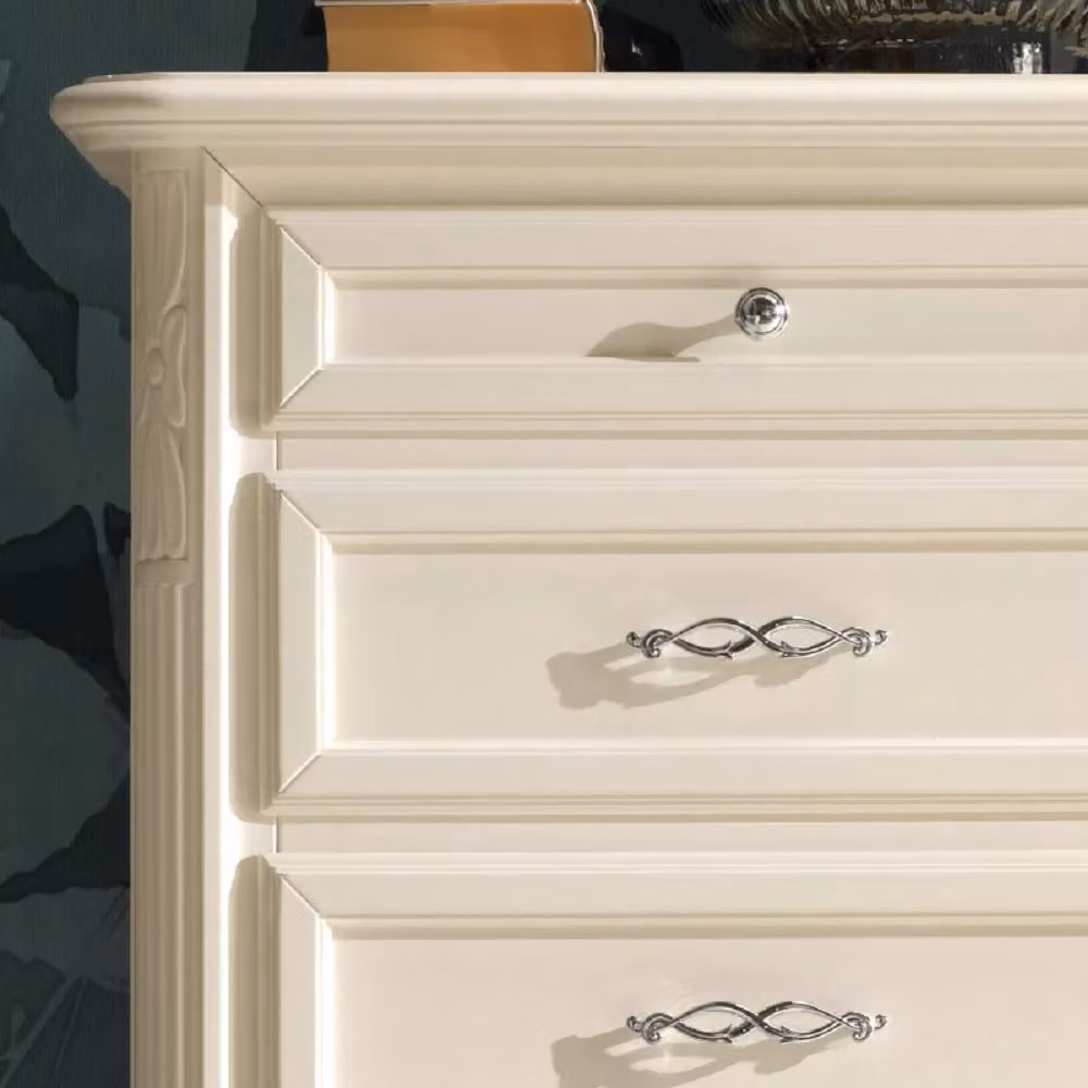 Settimanale classico Mobili 2G con 5 cassetti in legno massello avorio L: 65 cm, P: 42 cm, H: 100 cm – 3