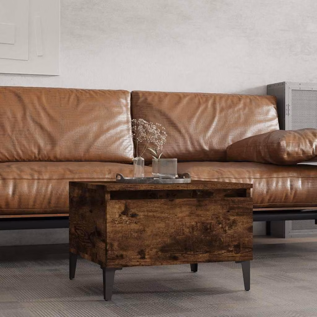vidaXL Tavolino da Salotto in Legno e Metallo, Colore Marrone, L/P/H: 50 x 46 x 35 cm