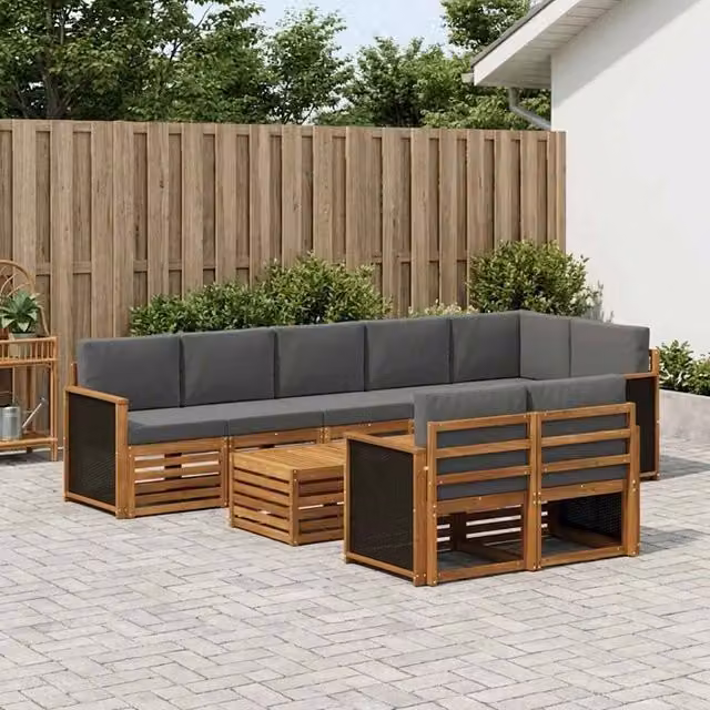 Set di divani da esterno 8 pz Naturale e Antracite 3384523