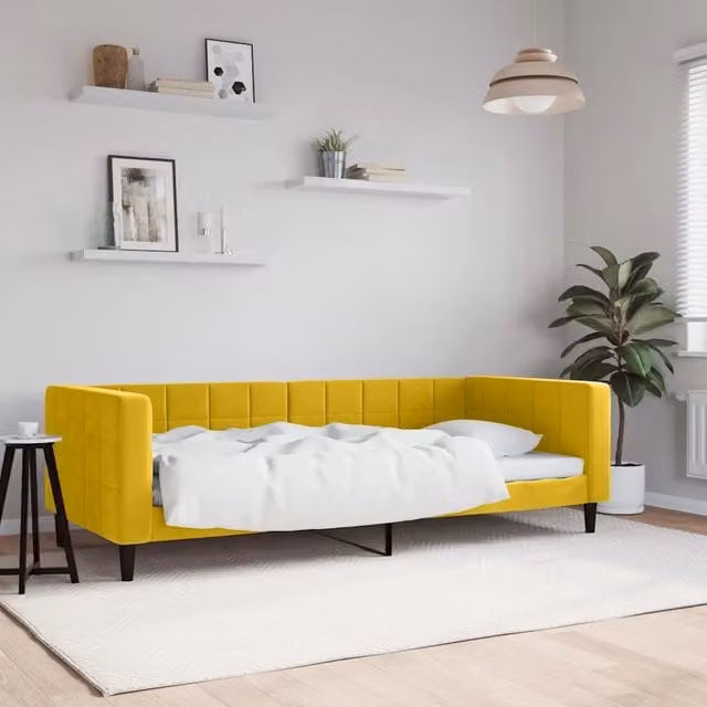 Letto da giorno vidaXL in velluto giallo con struttura in metallo e legno