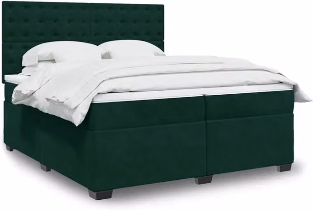 Letto Ibrido con Materasso vidaXL in Velluto Verde Scuro e Bianco L/P: 200 x 200 cm – 1