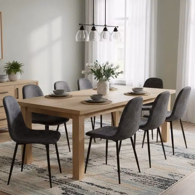 Set di 8 sedie DMORA in ecopelle e metallo per cucina e soggiorno, Grigio e Nero – 1
