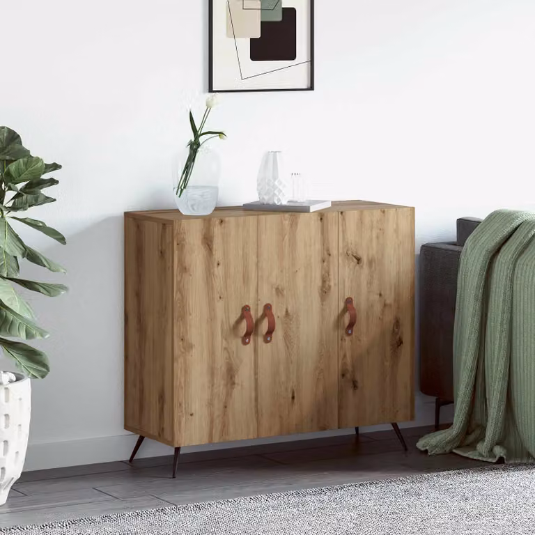 Credenza moderna vidaXL in rovere marrone, L: 89,5 cm, P: 34 cm, H: 80 cm