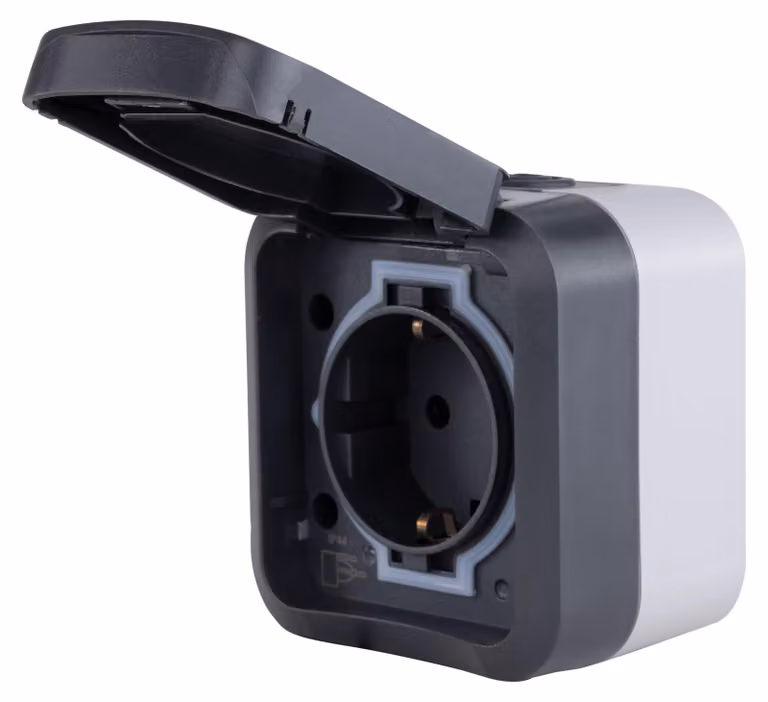 Presa multipla da incasso, grado di protezione IP55, adatta per ambienti umidi, colore antracite