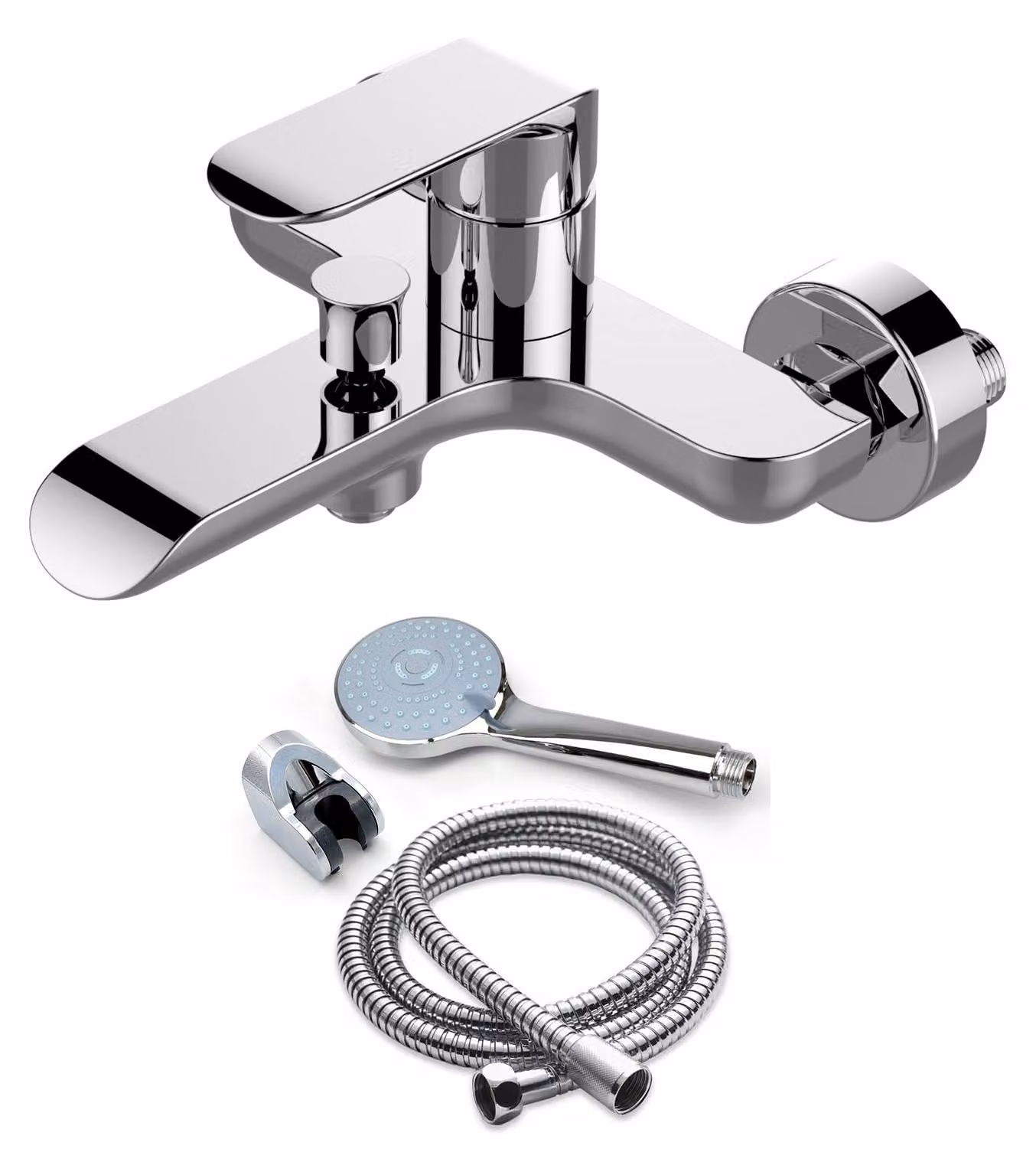 Miscelatore per lavabo e doccia monocomando, da montare a parete, finitura cromata