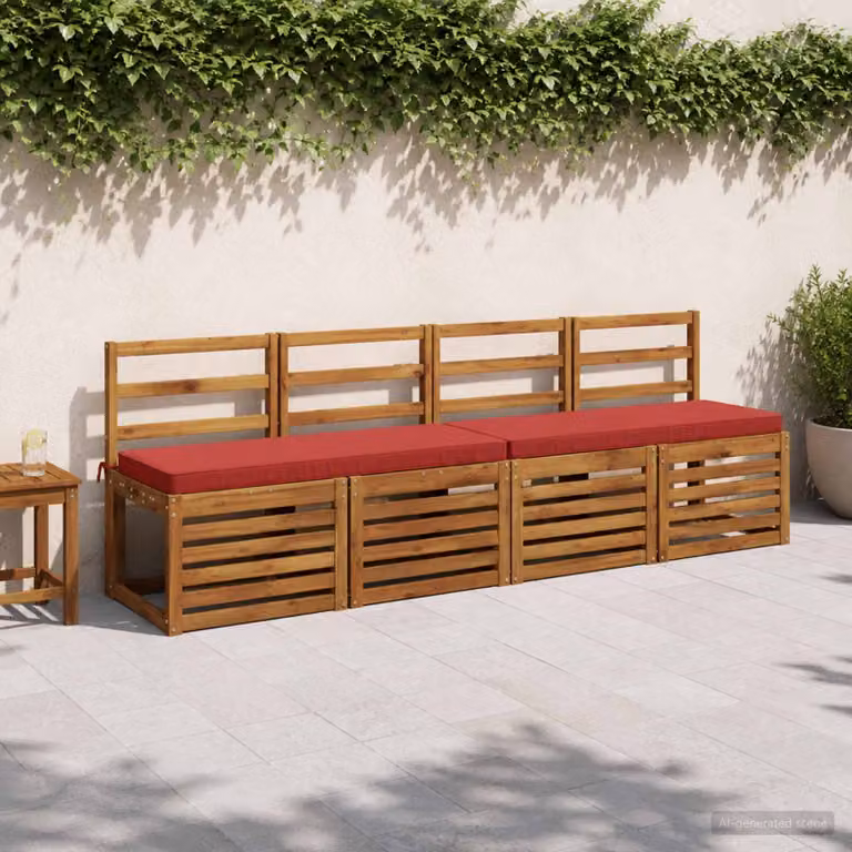 Set di 2 cuscini per panchina vidaXL VUGHT rossi in poliestere con rivestimento rimovibile e resistente ai raggi UV