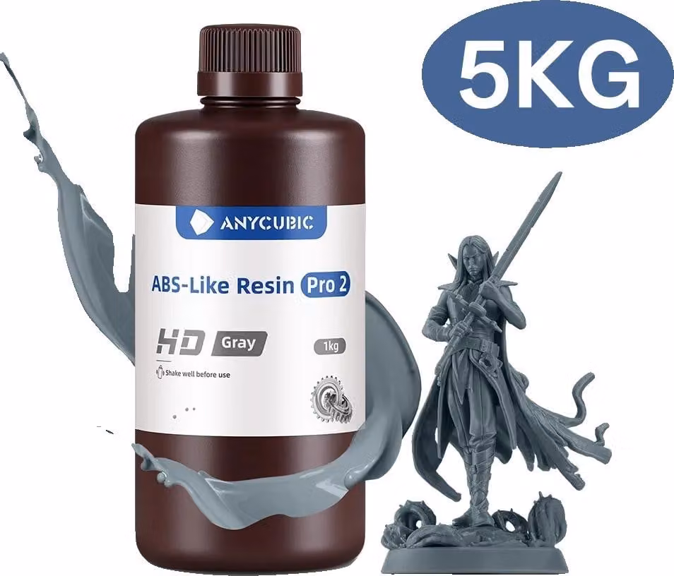 Resina 3D, indurimento UV rapido, alta precisione, ABS Pro2 HD grigio - 5 kg