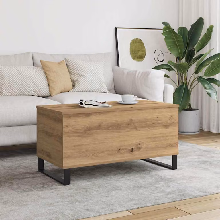 vidaXL Tavolino da salotto moderno in composito marrone L: 90 cm, P: 44,5 cm, H: 45 cm