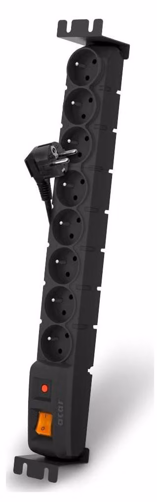 pannello di alimentazione 19" ACAR S8/3m 8x220V nero con protezione 10A