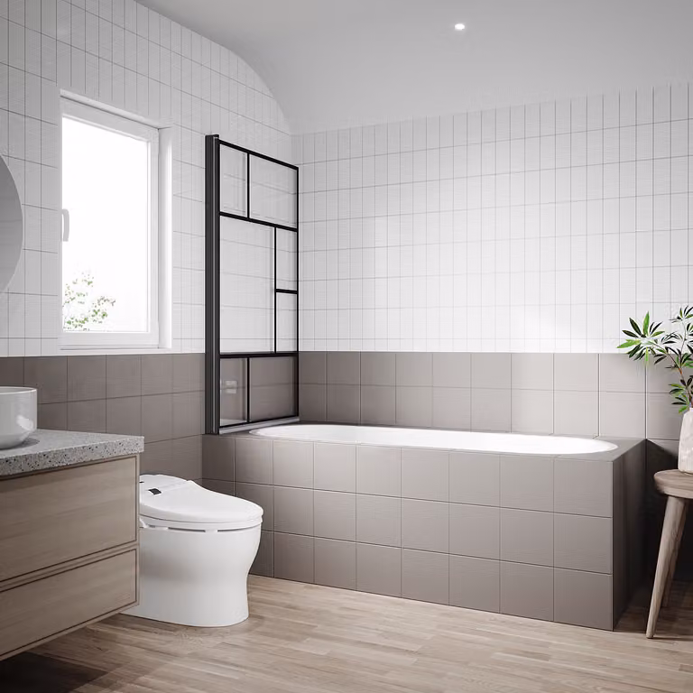 Cabina doccia SONNI per vasca da bagno pieghevole 80x140cm, doccia, vetro NANO 6mm temperato di sicurezza con nano rivestimento, nero