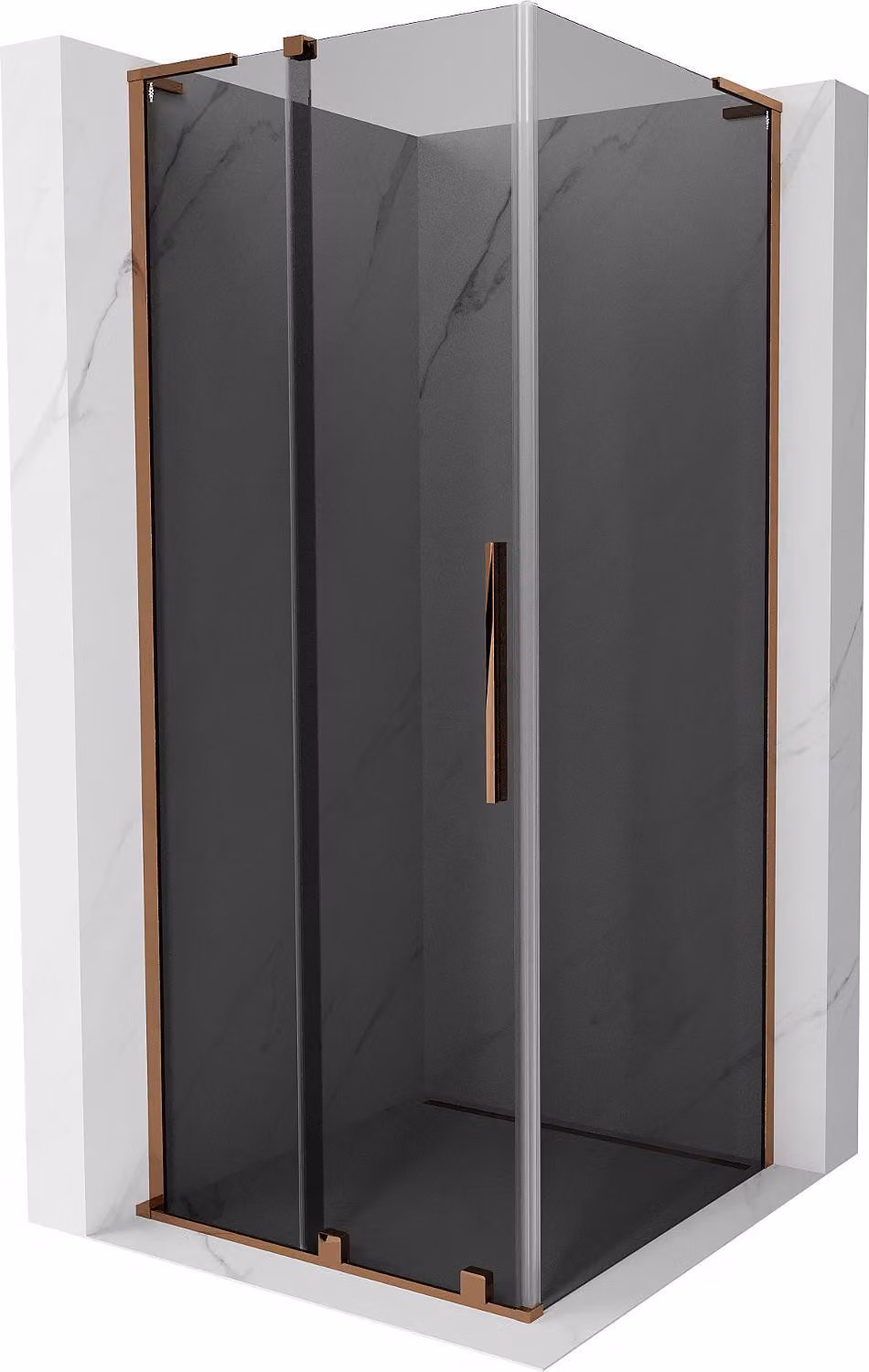 Mexen Velar L cabina doccia scorrevole 110 x 110 cm, grafite, oro rosa - 871-110-110-43-60
