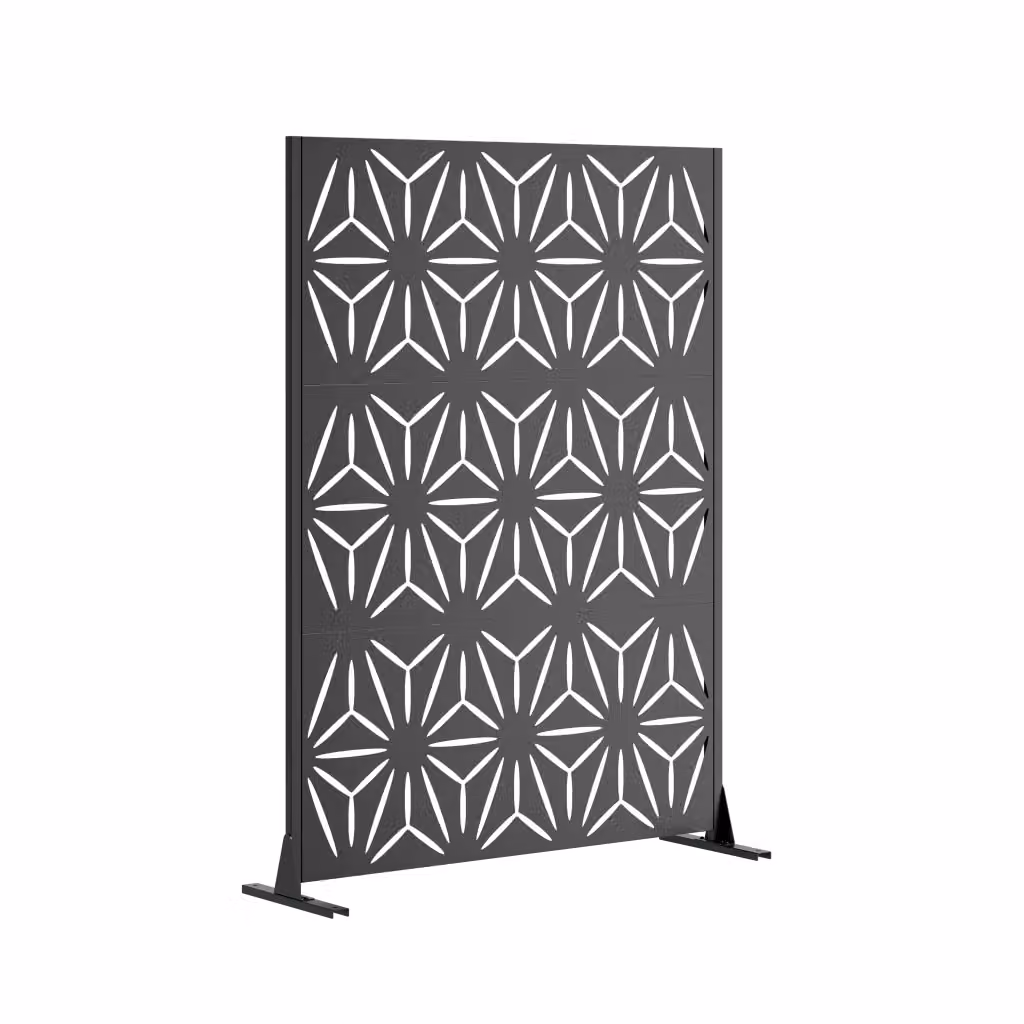 Paravento Privacy da Esterno Minimal in Acciaio Zincato Nero H: 183 cm, L: 116 cm, P: 40 cm – 2