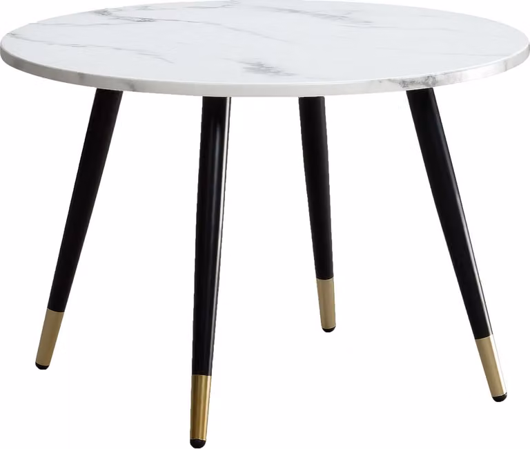WOHNLING Tavolino 60x60x41 cm con aspetto marmo Bianco Tavolo da salotto di design moderno con struttura in metallo Tavolo da divano Tavolo rotondo Tavolino Soggiorno