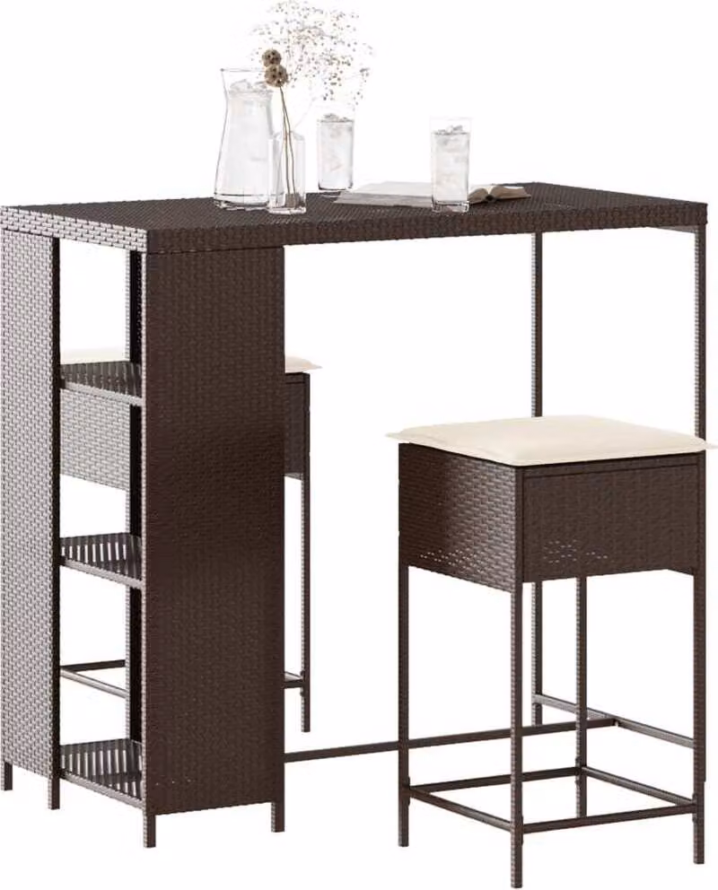 Maison Exclusive - Set da giardino da 3 pezzi con cuscini, in polyrattan marrone