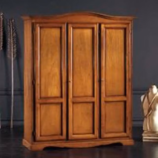 Armadio KIVIO in legno marrone con 3 ante battenti per camera da letto L/P/H: 158 x 55 x 197 cm