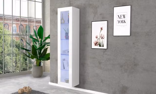Vetrina Maruska – 1 anta – 40x180x30 – Bianco Lucido
