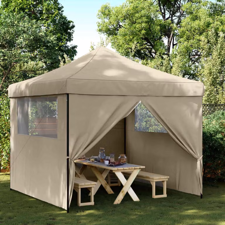 Tenda Party vidaXL in tessuto Oxford, L/P/H: 292 x 292 x 315 cm, Beige/Grigio/Bianco