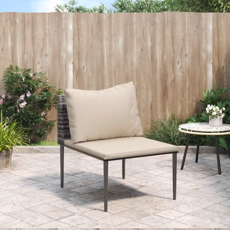 vidaXL Divano da giardino moderno in rattan grigio e beige con cuscini