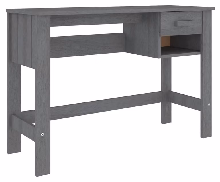 Solidchoice - Scrivania robusta in legno massello di pino, finitura grigio scuro