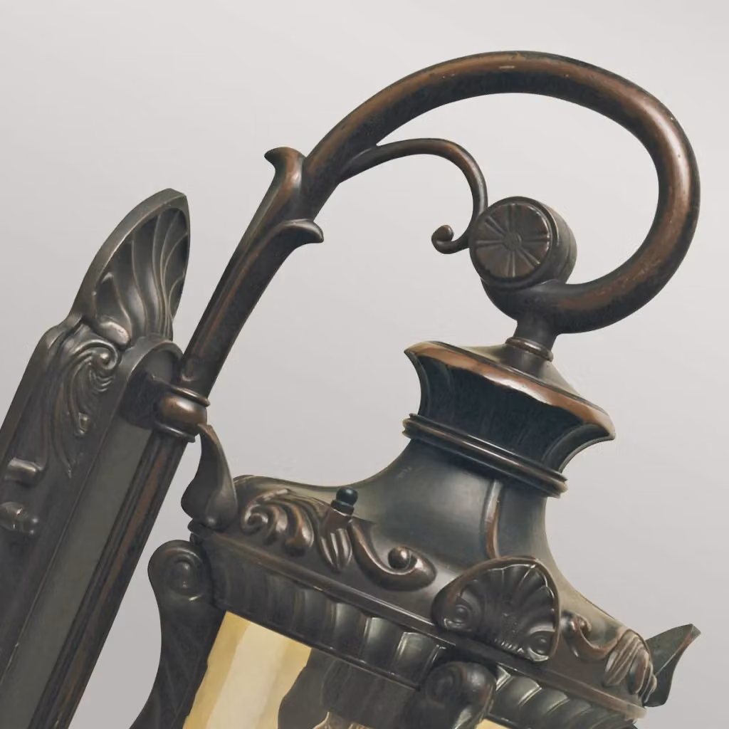 Applique da esterno Philadelphia Elstead in bronzo con vetro ambra e attacco E27 – 2