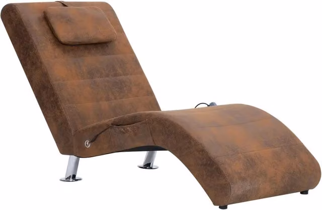 Sdraio Massaggiante con Cuscino Marrone Similpelle Scamosciata CFW7886383