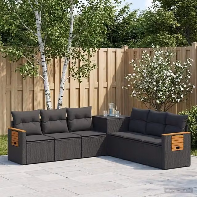 Set di divani 7 pz Nero 123 x 62 x 69 cm 3448868