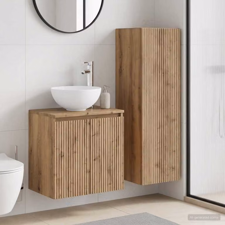 Set di mobili per il bagno vidaXL composto da mobile sottolavabo e pensile, colore marrone, stile moderno