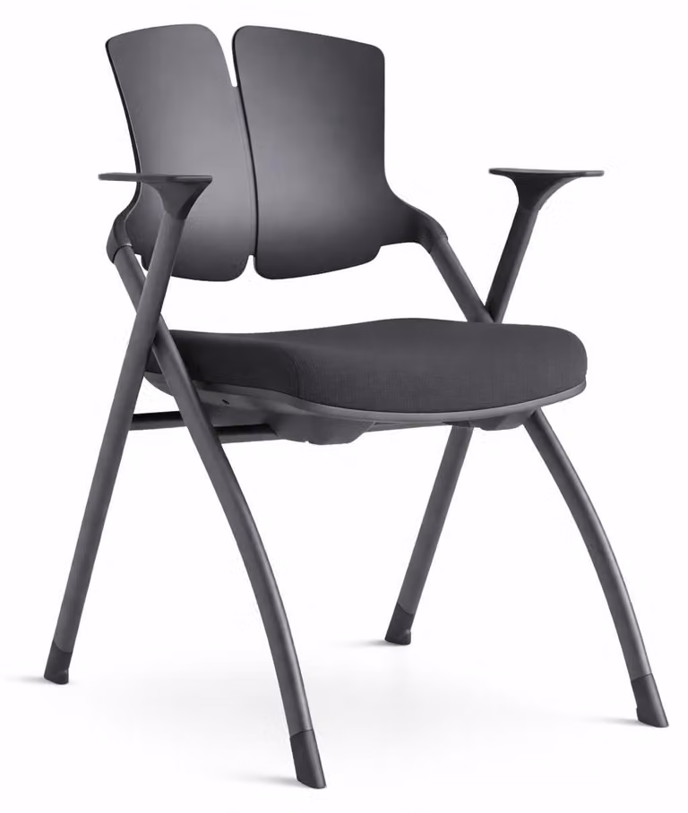 Sedia ergonomica da seminario con schienale e braccioli neri