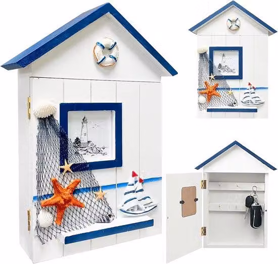 Portachiavi in legno - Stile vintage con 6 ganci - Da parete