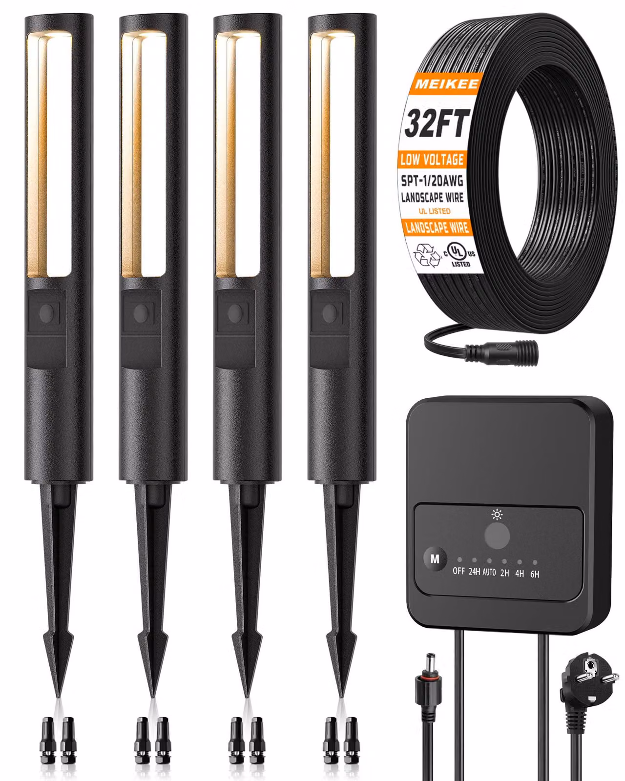 Kit di illuminazione per esterni, confezione da 4, lampade LED da 5W, 500 lumen, grado di protezione IP66