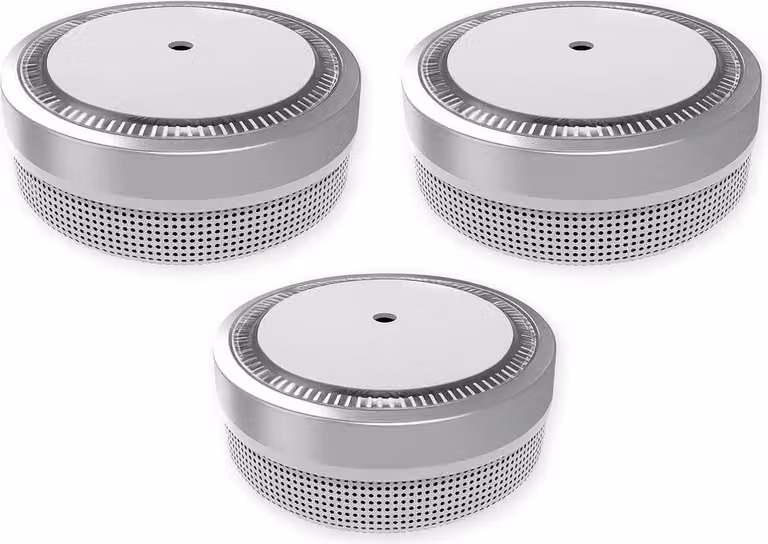 NEMAXX® M1-Mini Rilevatore di Fumo Ø71,6mm Fotoelettrico EN14604 (AFNOR 0333) VdS G216020 85 dB 3V Litio Hush Fino a 10 Anni Argento 3x